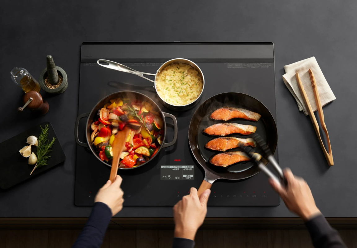 HITACHI 高温注意 火力 5 90℃ 180℃ 左IH 中央IH 右IH 煮物 焼き物