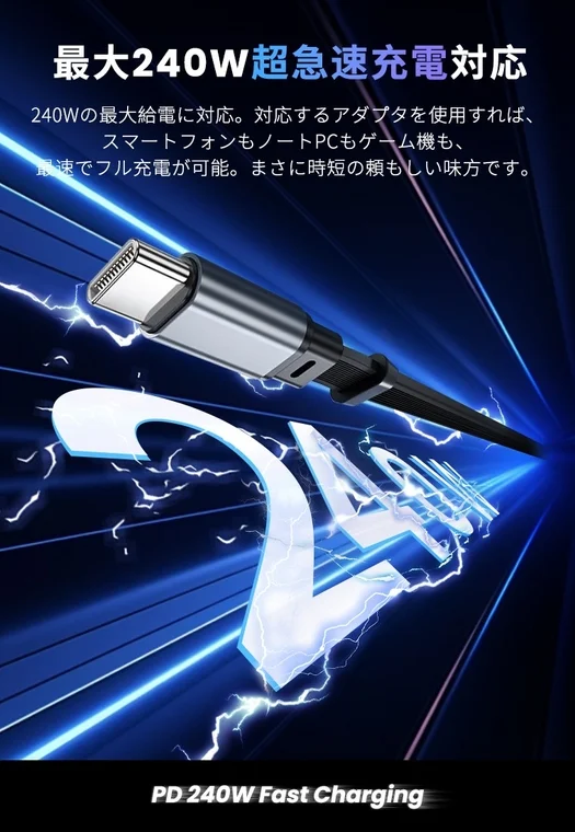 最大240W超急速充電対応