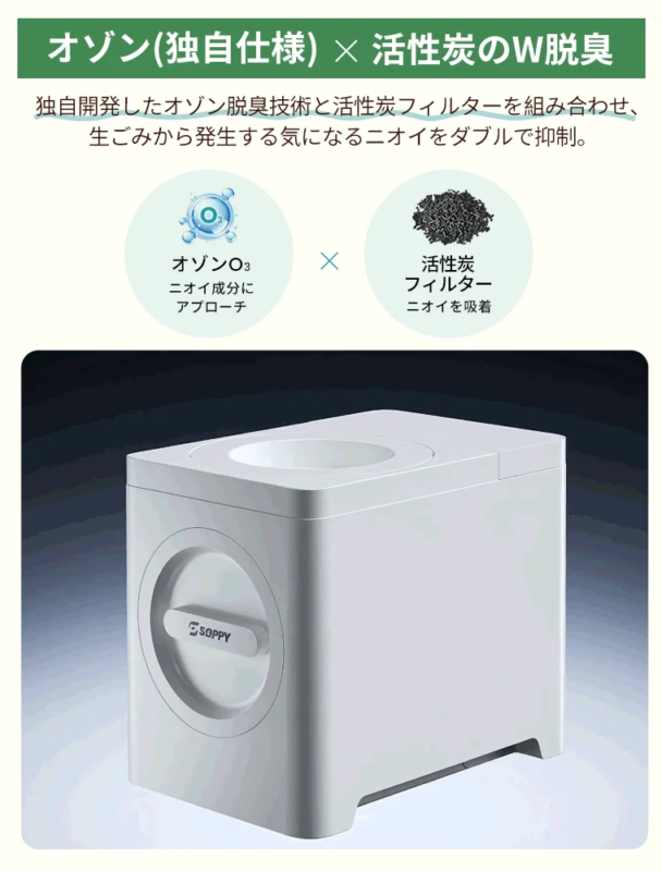 オゾン×活性炭のW脱臭