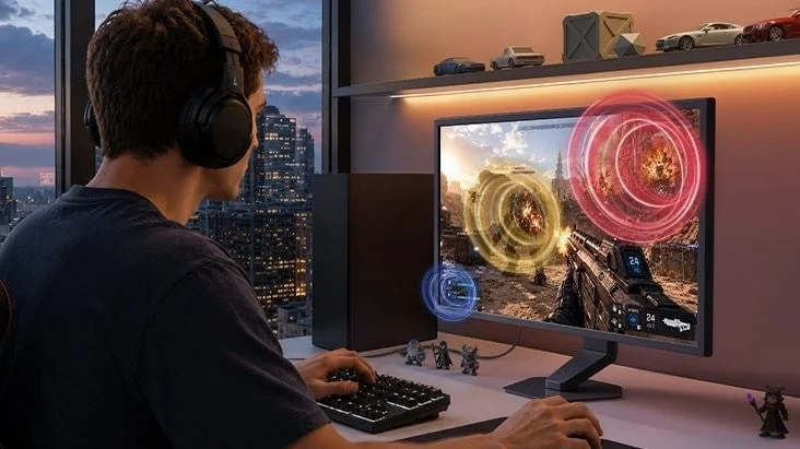 ゲーマーがゲームに熱中している様子