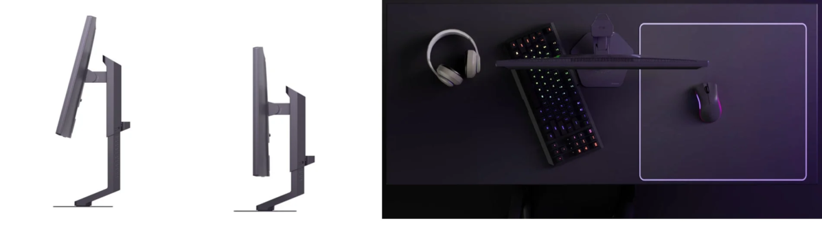 ゲーミングモニターの背面とデスクセットアップ