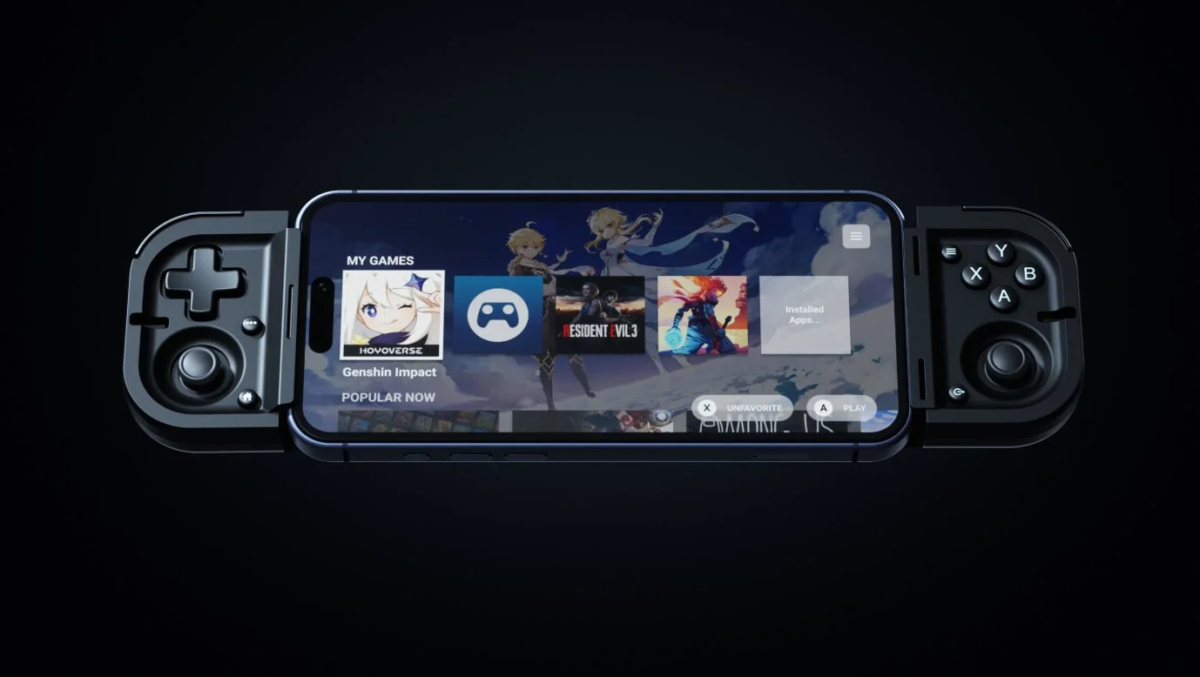 Razer Prioをスマートフォンに装着した様子(別角度)